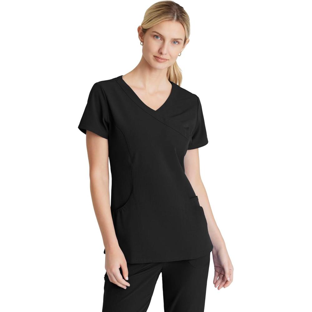 imageBARCO Skechers Vitality Charge Scrub Top for Women  VNeck Medical Top 4Way Stretch Womens Scrub TopBlack