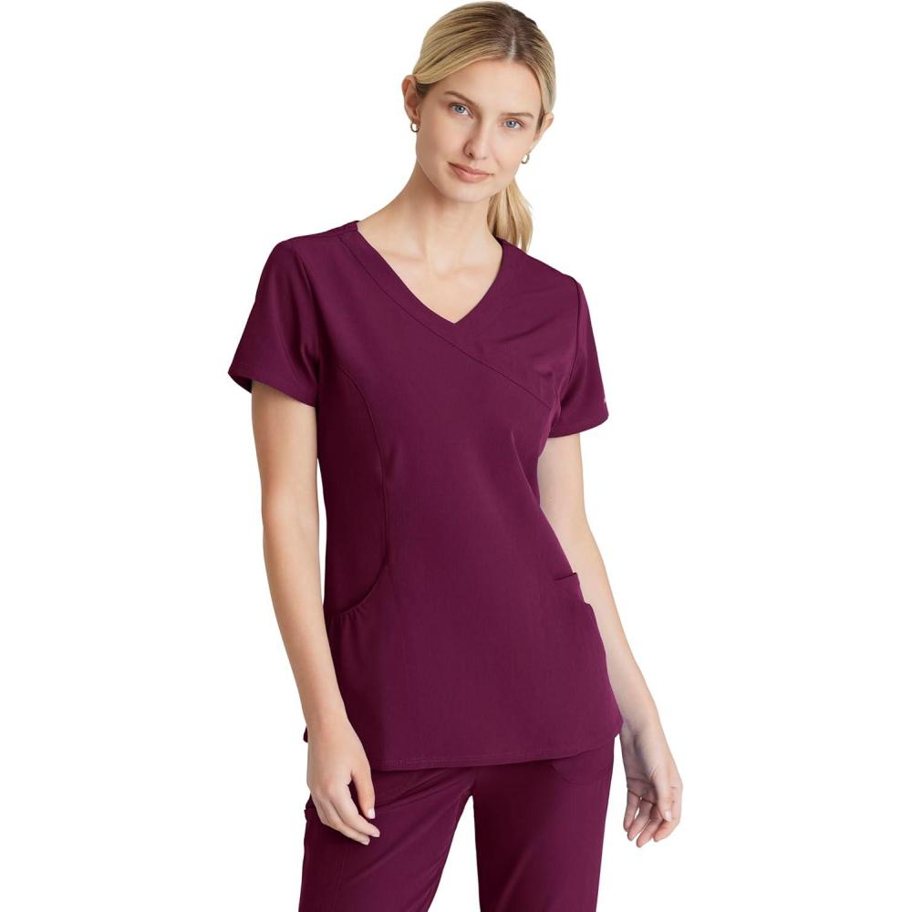 imageBARCO Skechers Vitality Charge Scrub Top for Women  VNeck Medical Top 4Way Stretch Womens Scrub TopWine