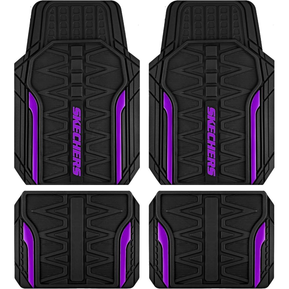 imageSkechers Car Floor MatsHeavy Duty Rubber Car Mats Full SetAll Weather Floor MatsWaterproof Trim to Fit Universal Floor Liner Car AccessoriesAutomotive Floor Mats for Cars Trucks SUVBluePurple