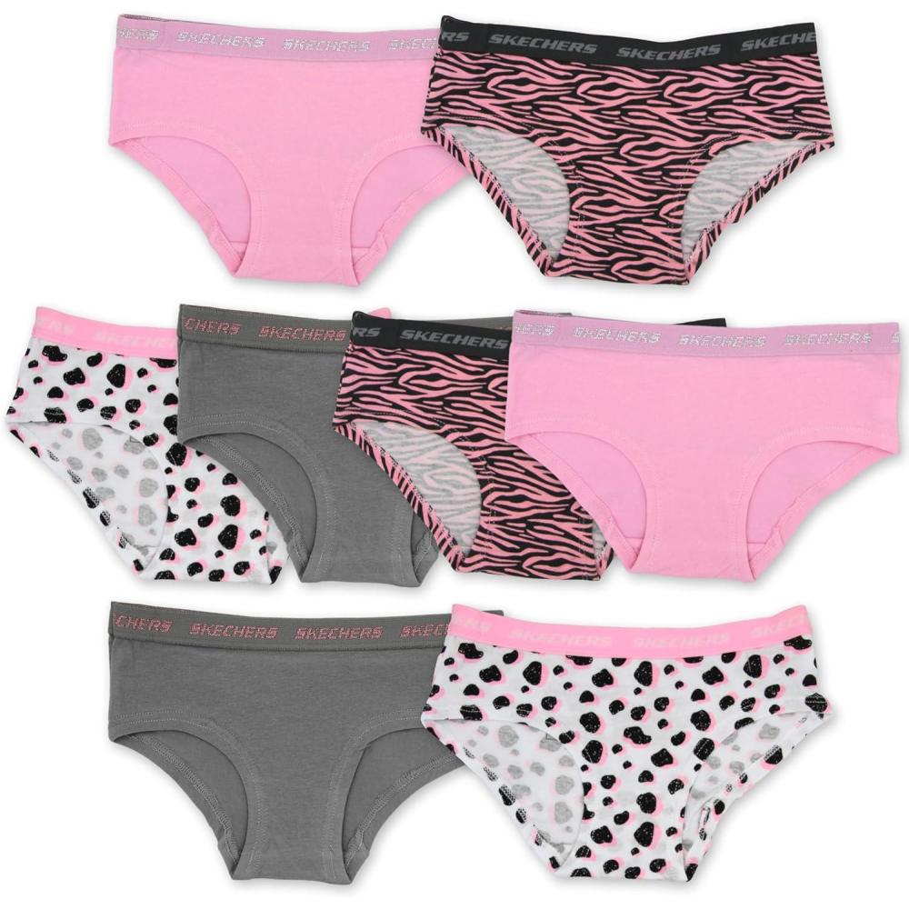 imageSkechers Girls Amazon Exclusive Combed Cotton Blend Panties with Unique Prints and Pack Sizes 23t 4 6 8 and 108pack Pink Leopard
