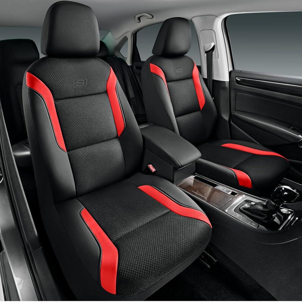 imageSkechers Memory Foam Car Seat Covers Air Cool Mesh Thick Seat Covers Car Seat Cover Full Sets Airbag Compatible Automotive Comfort Protection for Most CarsVansTrucks SUVsBlueBlack and Red