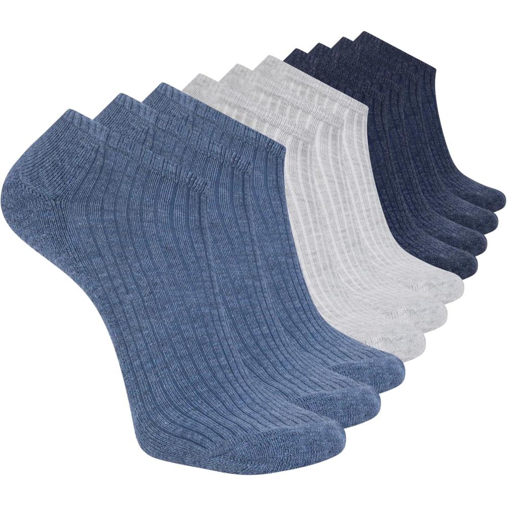 imageSkechers Mens 10 Pack Cushioned Low Cut SocksBlue ComboGrey Heather