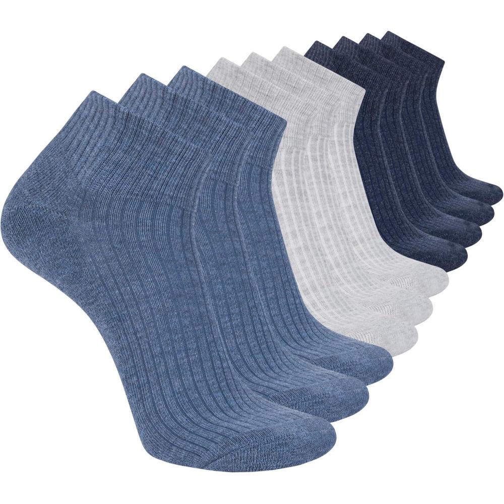 imageSkechers Mens 10 Pack Cushioned Quarter Crew SocksBlue ComboGrey Heather