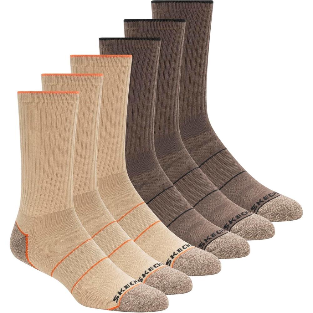 imageSkechers Mens 6 Pack Work Crew SocksSand