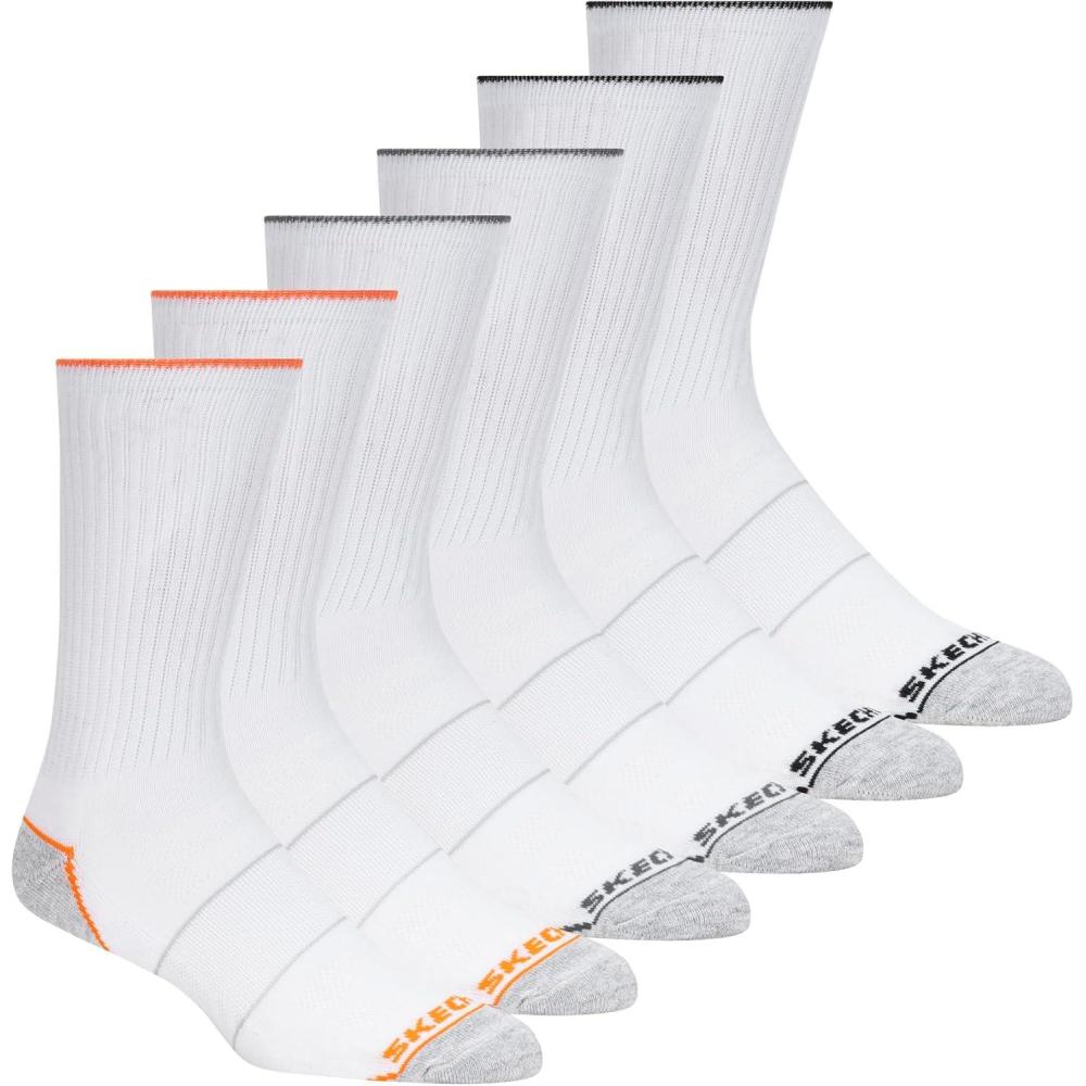imageSkechers Mens 6 Pack Work Crew SocksWhite