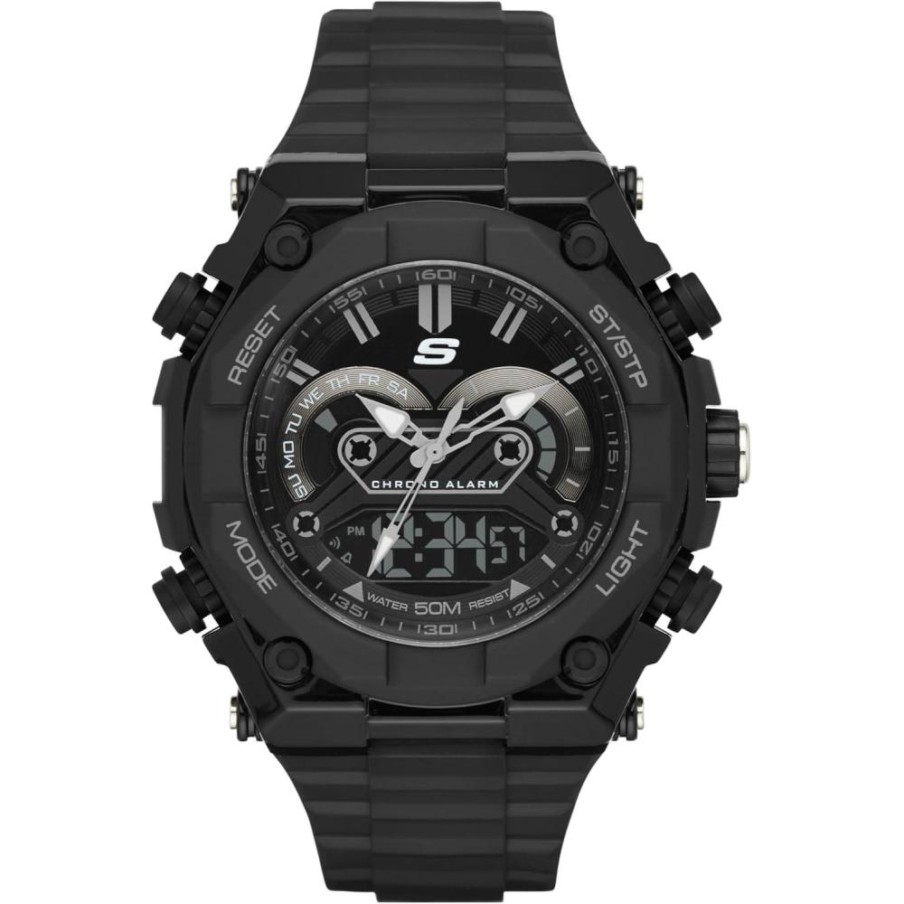 imageSkechers Mens El Segundo AnalogDigital Chronograph Watch Color Black Model SR1042