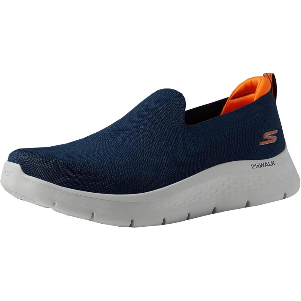 imageSkechers Mens Gowalk FlexAthletic Slipon Casual Walking Shoes with Air Cooled Foam SneakersNavyOrange 1