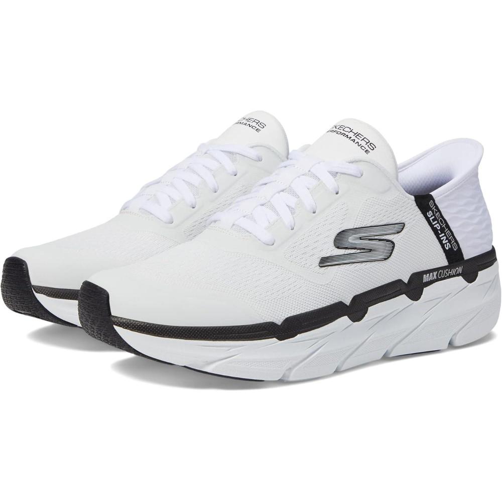 imageSkechers Mens Max Cushioning SlipinsAthletic Workout Running Walking Shoes with Memory Foam SneakerWhiteBlack