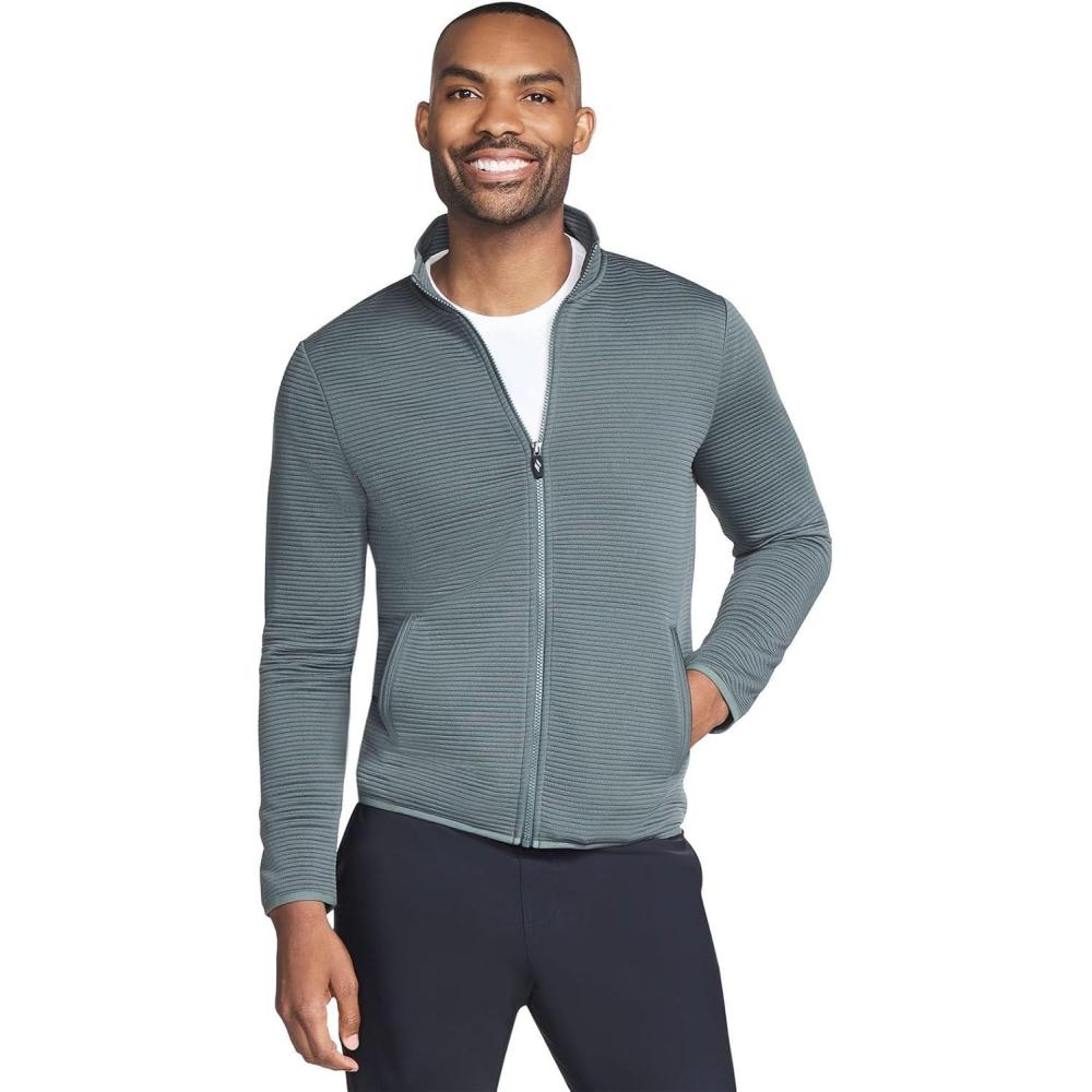 imageSkechers Mens The Hoodless Hoodie Go Walk Everywhere Full Zip Mock Neck JacketLive Moss
