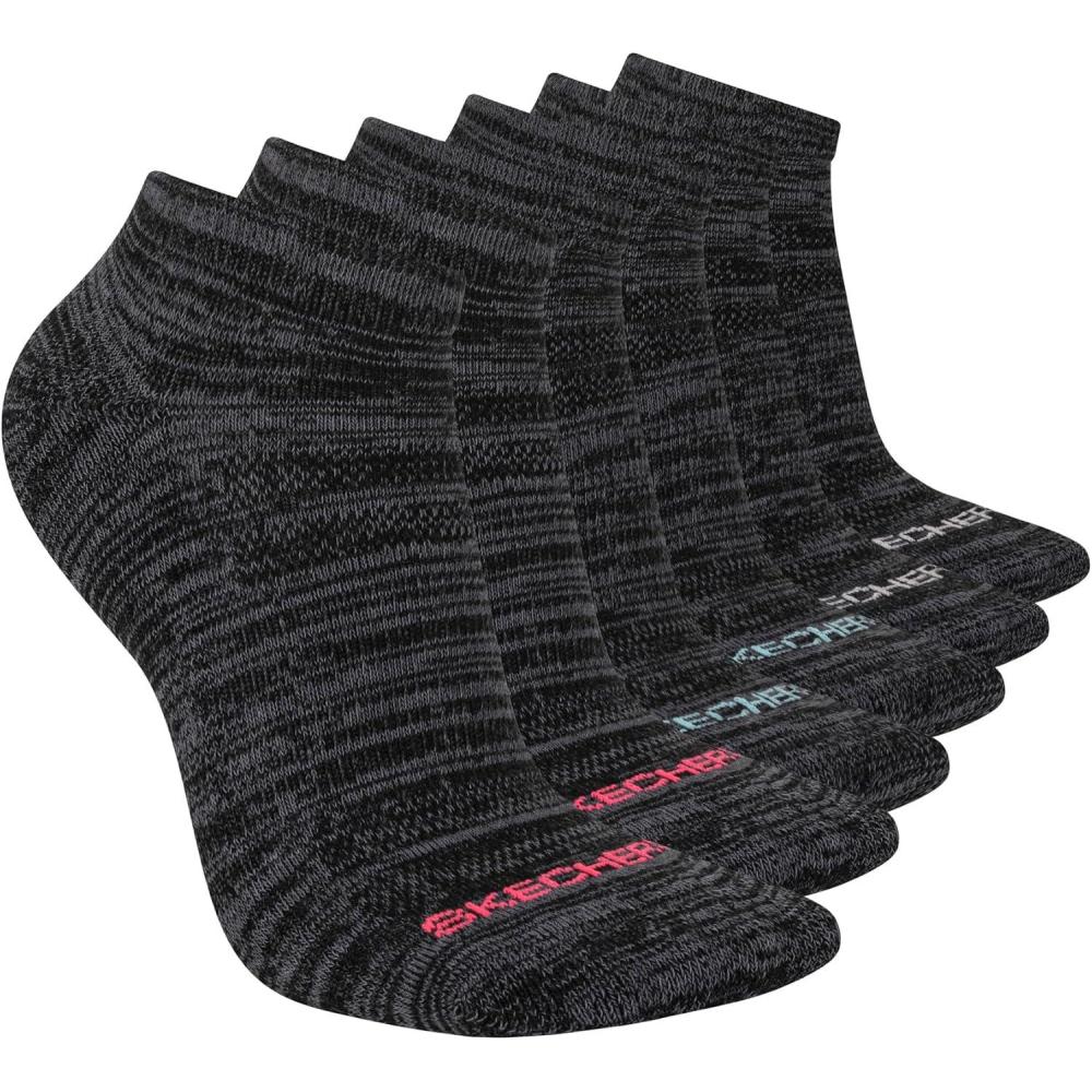 imageSkechers Womens 6 Pack Low Cut SocksCharcoal Heather