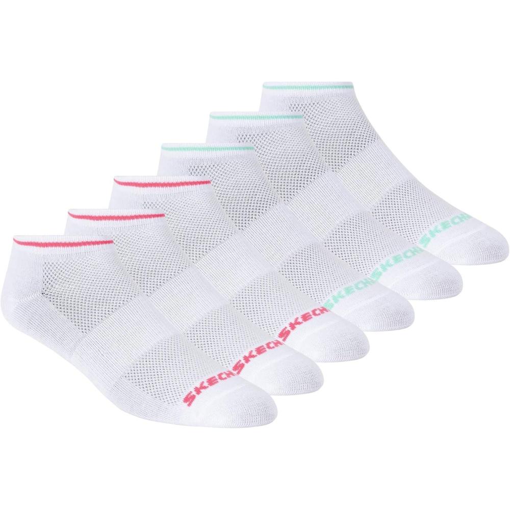 imageSkechers Womens 6 Pack Low Cut SocksPinkGreen