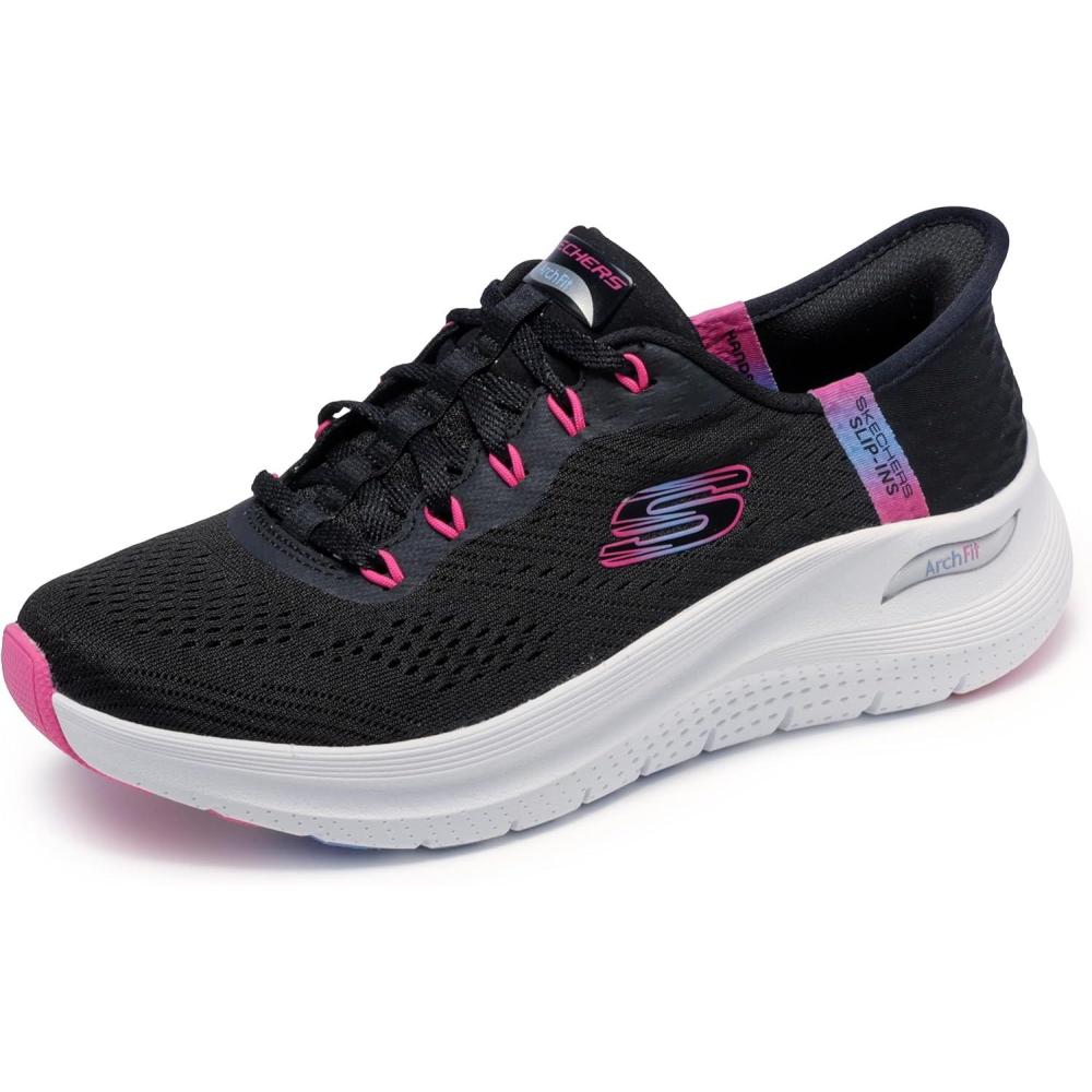 imageSkechers Womens Arch Fit 20 Easy Chic Hands Free Slipins SneakerBkhpblackHot Pink