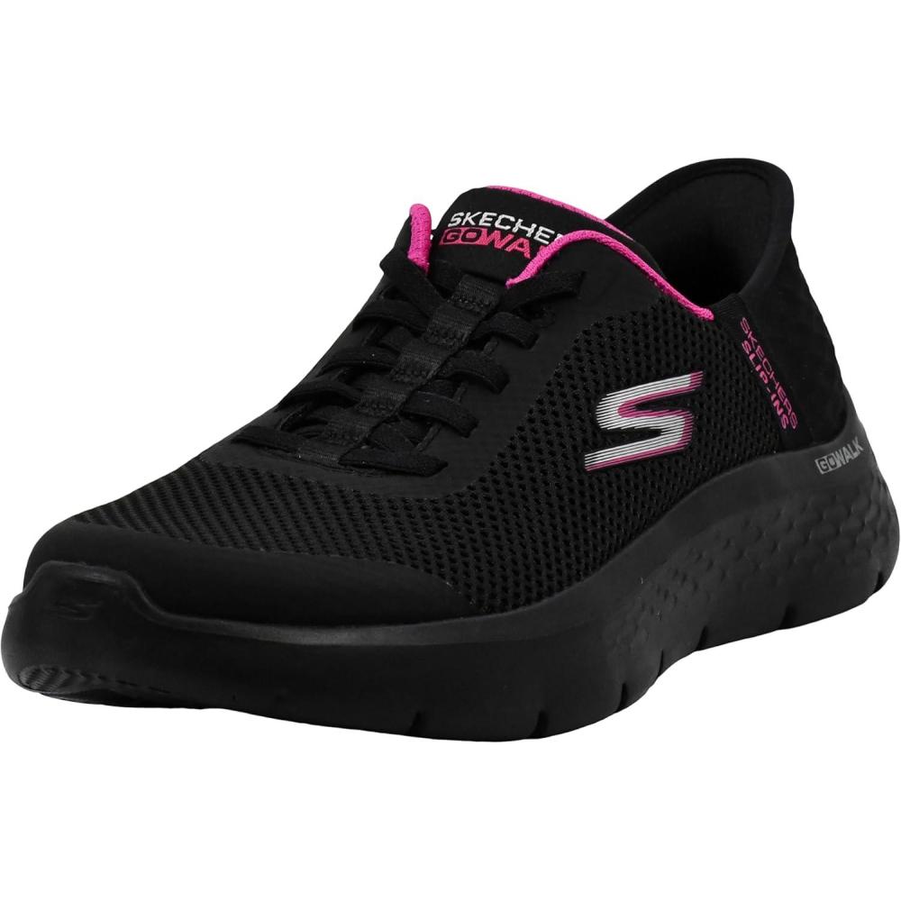 imageSkechers Womens Go Walk Flex Hands Free SlipInsGrand Entry SneakerBlackHot Pink