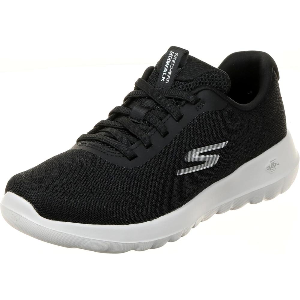 imageSkechers Womens Go Walk JoyEcstatic SneakerBlack Textile White Trim Dark