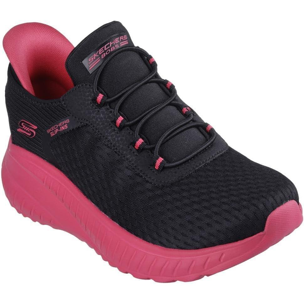 imageSkechers Womens Hands Free Slipins Bobs Squad Chaosin Color SneakerBlackHot Pink