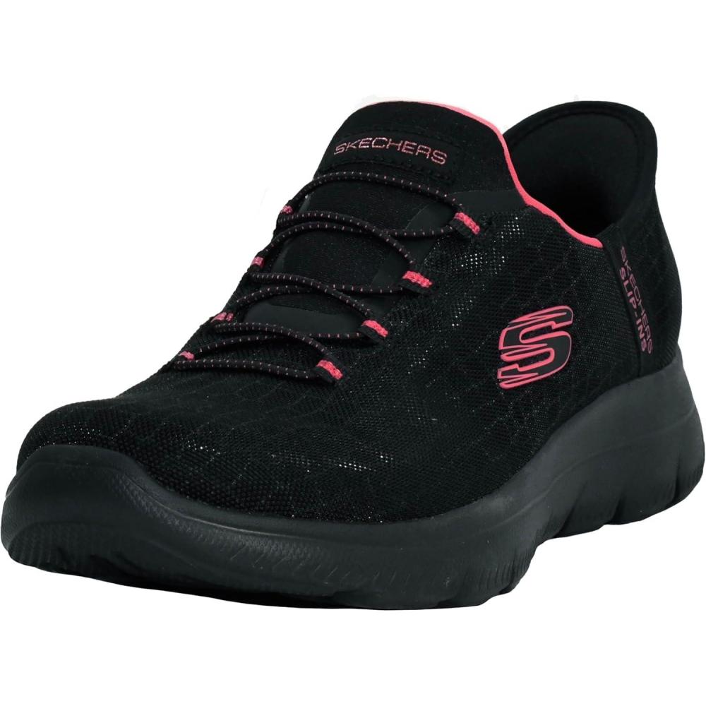 imageSkechers Womens Hands Free Slipins SummitsClassy Night SneakerBlackHot Pink