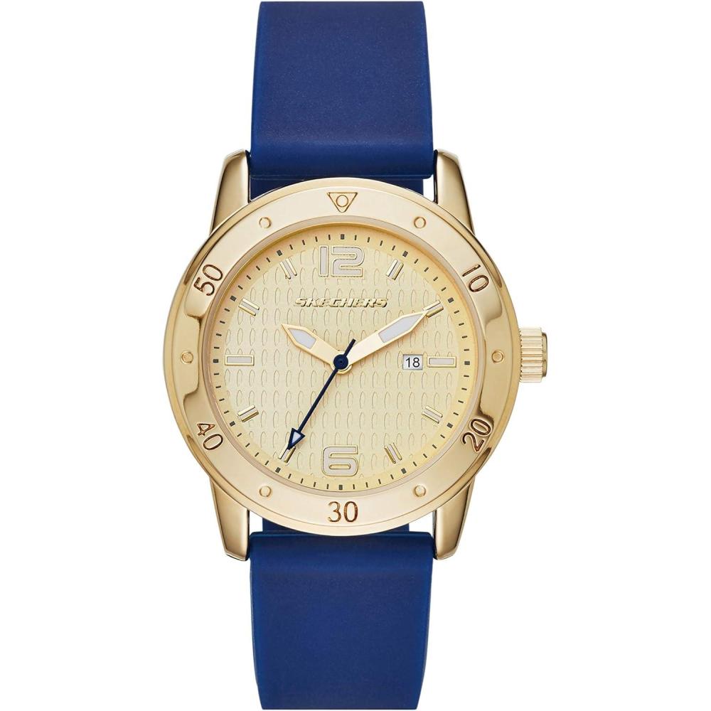 imageSkechers Womens Redondo Quartz ThreeHand Date Watch Color Gold Navy Model SR6052