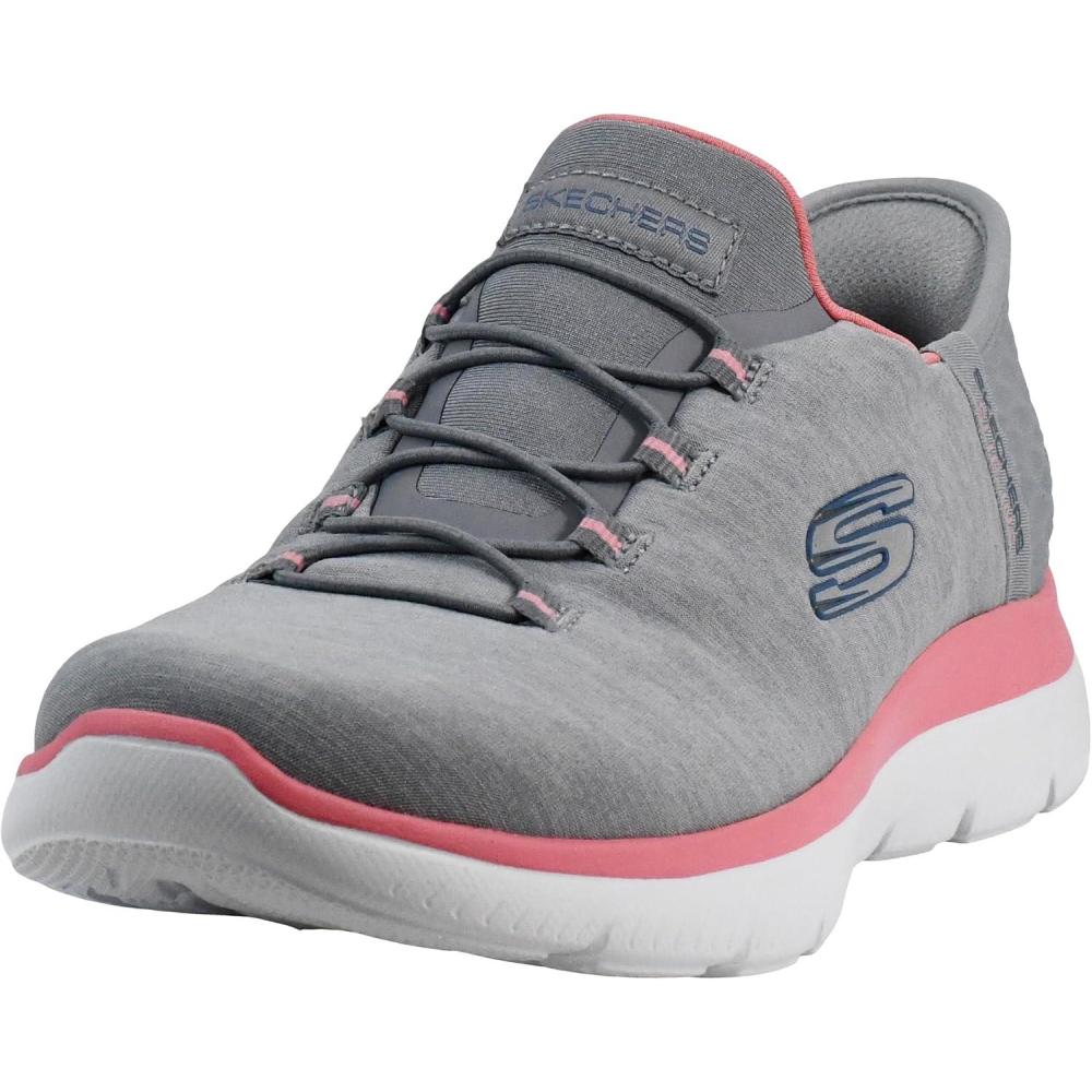 imageSkechers Womens Summits Dazzling Haze Hands Free Slip In SeakersGreyPink