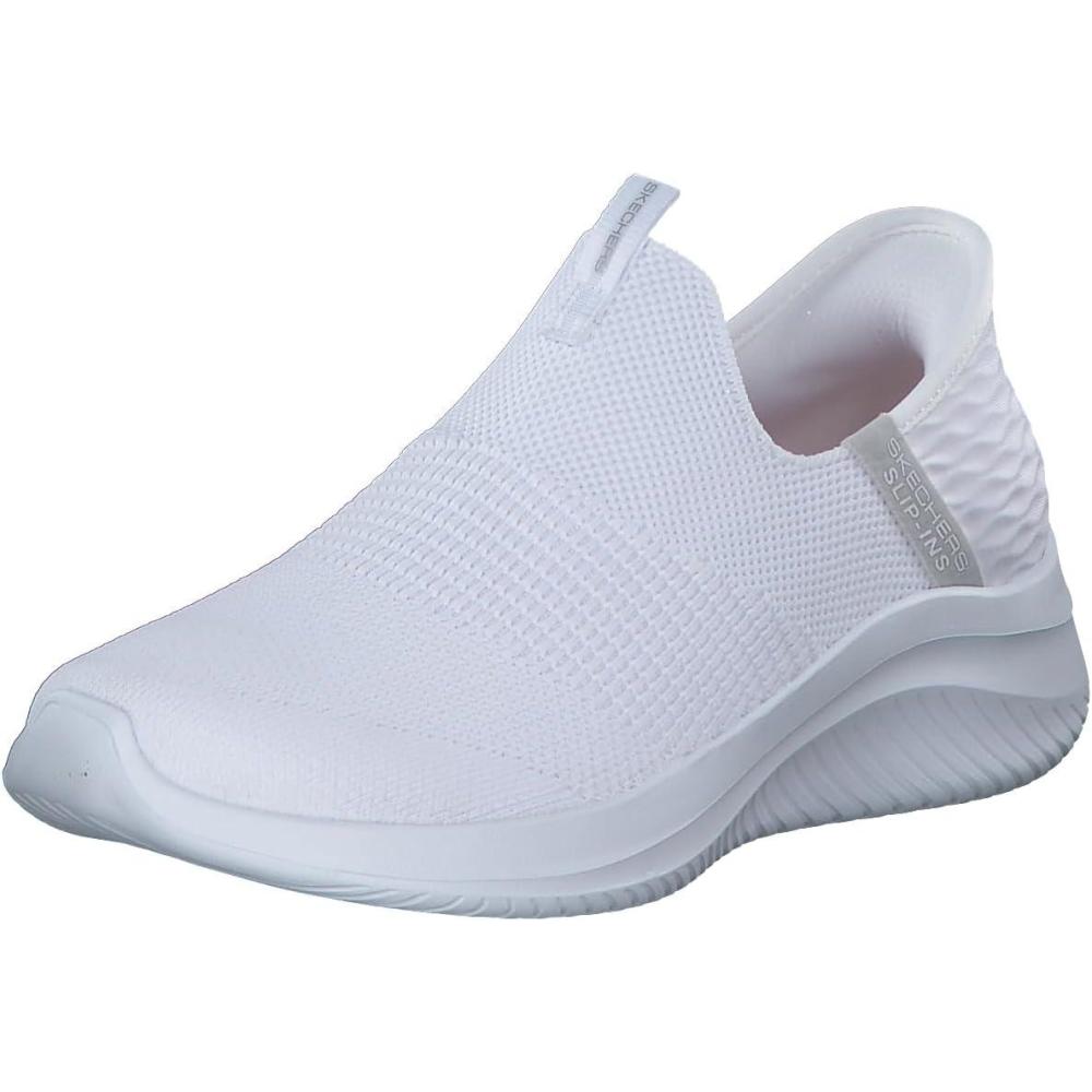 imageSkechers Womens Ultra Flex 30Cozy Streak Sneaker 0White Knit Light Gray Trim