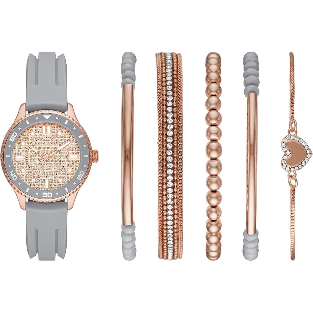 imageSkechers Womens Watch and Stackable Bracelet Gift SetBlush Rose Gold Set