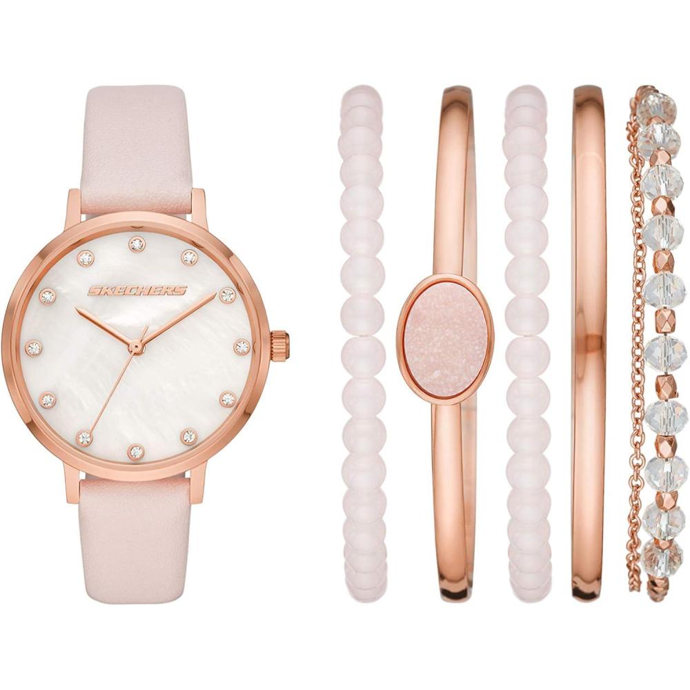 imageSkechers Womens Watch and Stackable Bracelet Gift SetBlushPearl Bracelet Set