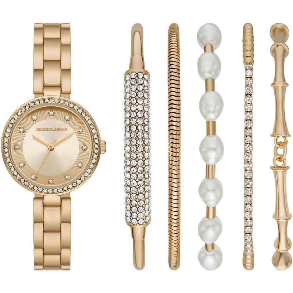 imageSkechers Womens Watch and Stackable Bracelet Gift SetGold Bracelet Set