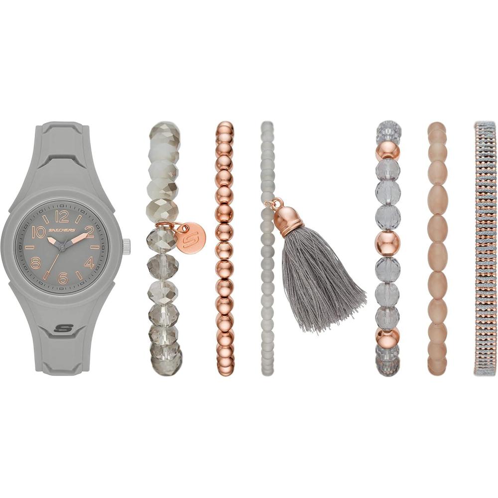 imageSkechers Womens Watch and Stackable Bracelet Gift SetGray Bracelet Set