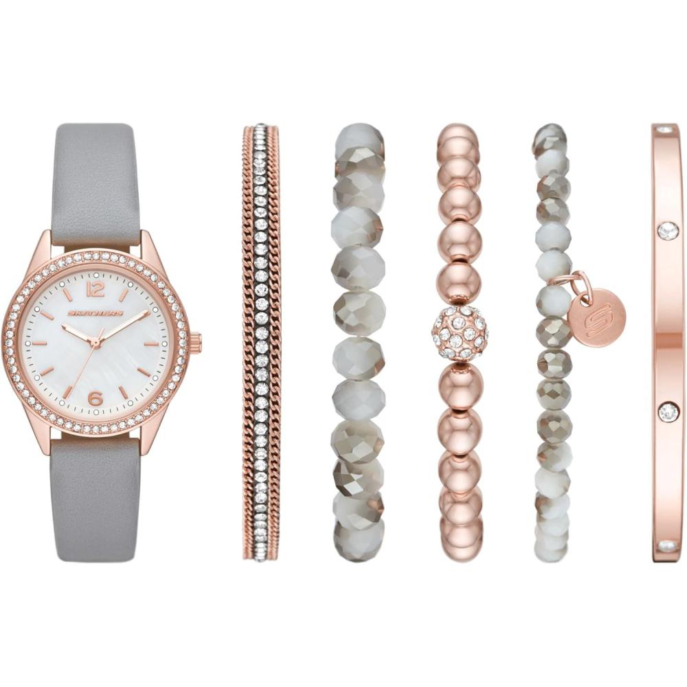 imageSkechers Womens Watch and Stackable Bracelet Gift SetGray Silicone Set
