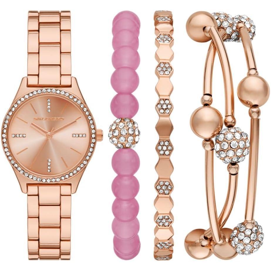 imageSkechers Womens Watch and Stackable Bracelet Gift SetRose GoldPink