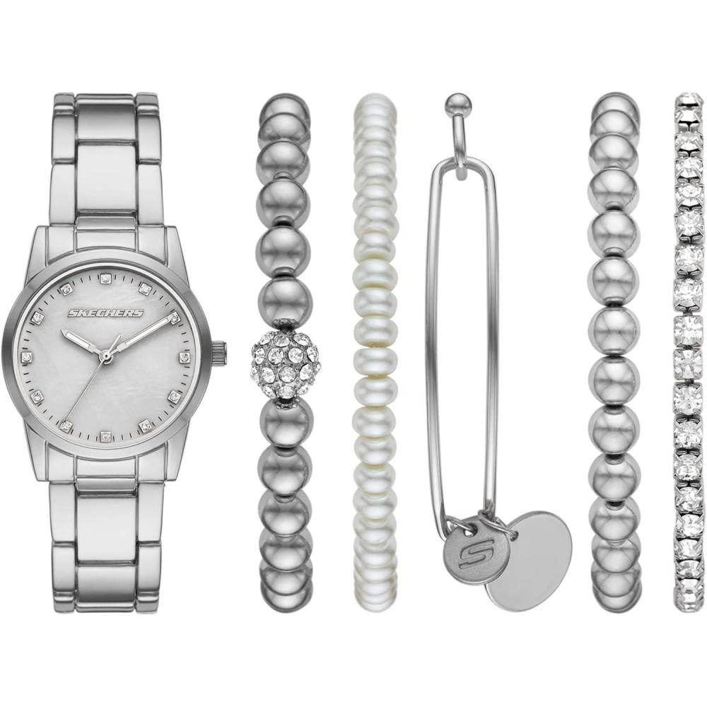 imageSkechers Womens Watch and Stackable Bracelet Gift SetSilver Bracelet Set
