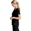 BARCO Skechers Vitality Aura Scrub Top for Women – Curved V-Neck Medical Top, 3 Pockets, 4-Way Stretch Women’s Scrub Top(Black)