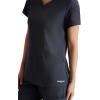 BARCO Skechers Vitality Aura Scrub Top for Women – Curved V-Neck Medical Top, 3 Pockets, 4-Way Stretch Women’s Scrub Top(Pewter)