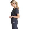 BARCO Skechers Vitality Aura Scrub Top for Women – Curved V-Neck Medical Top, 3 Pockets, 4-Way Stretch Women’s Scrub Top(Pewter)
