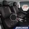Skechers Air-Cooled Memory Foam Seat Covers,Mesh Thick Car Seat Covers,Piping Leather Car Seat Covers Front Seats,Airbag Compatible,Automotive Comfort Universal FitMost Cars,Vans,Truck,SUV,Black(Black & Red)