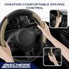 Skechers Air-Cooled Steering Wheel Cover,Leather Car Steering Wheel Cover Universal Fit 14″ 1/2-15″ Car Wheel Protector for Men Women Fit Suvs,Vans,Sedans,Car,Trucks,Black(Beige)