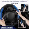 Skechers Air-Cooled Steering Wheel Cover,Leather Car Steering Wheel Cover Universal Fit 14″ 1/2-15″ Car Wheel Protector for Men Women Fit Suvs,Vans,Sedans,Car,Trucks,Black(BLue)