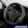 Skechers Air-Cooled Steering Wheel Cover,Leather Car Steering Wheel Cover Universal Fit 14″ 1/2-15″ Car Wheel Protector for Men Women Fit Suvs,Vans,Sedans,Car,Trucks,Black(Grey)