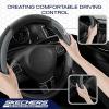 Skechers Air-Cooled Steering Wheel Cover,Leather Car Steering Wheel Cover Universal Fit 14″ 1/2-15″ Car Wheel Protector for Men Women Fit Suvs,Vans,Sedans,Car,Trucks,Black(Grey)