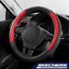 Skechers Air-Cooled Steering Wheel Cover,Leather Car Steering Wheel Cover Universal Fit 14″ 1/2-15″ Car Wheel Protector for Men Women Fit Suvs,Vans,Sedans,Car,Trucks,Black(Red)