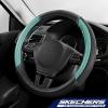 Skechers Air-Cooled Steering Wheel Cover,Leather Car Steering Wheel Cover Universal Fit 14″ 1/2-15″ Car Wheel Protector for Men Women Fit Suvs,Vans,Sedans,Car,Trucks,Black(Mint)