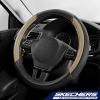 Skechers Air-Cooled Steering Wheel Cover,Leather Car Steering Wheel Cover Universal Fit 14″ 1/2-15″ Car Wheel Protector for Men Women Fit Suvs,Vans,Sedans,Car,Trucks,Black(Beige)