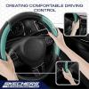 Skechers Air-Cooled Steering Wheel Cover,Leather Car Steering Wheel Cover Universal Fit 14″ 1/2-15″ Car Wheel Protector for Men Women Fit Suvs,Vans,Sedans,Car,Trucks,Black(Mint)