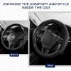 Skechers Air-Cooled Steering Wheel Cover,Leather Car Steering Wheel Cover Universal Fit 14″ 1/2-15″ Car Wheel Protector for Men Women Fit Suvs,Vans,Sedans,Car,Trucks,Black(Black)