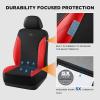 Skechers Car Seat Covers, Work Leather Seat Covers 5-Times Stronger Built-in Webbing, Oxford Fabric Front Seat Cover, Airbag Compatible, Automotive Comfort for Cars, Trucks, SUVs,Black(Black&Red)