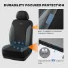 Skechers Car Seat Covers, Work Leather Seat Covers 5-Times Stronger Built-in Webbing, Oxford Fabric Front Seat Cover, Airbag Compatible, Automotive Comfort for Cars, Trucks, SUVs,Black(Black and Grey)