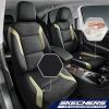 Skechers Memory Foam Car Seat Covers, Air Cool Mesh Thick Seat Covers, Car Seat Cover Full Sets, Airbag Compatible, Automotive Comfort Protection for Most Cars,Vans,Trucks, SUVs,Blue(Black and Beige)