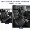 Skechers Memory Foam Car Seat Covers, Air Cool Mesh Thick Seat Covers, Car Seat Cover Full Sets, Airbag Compatible, Automotive Comfort Protection for Most Cars,Vans,Trucks, SUVs,Blue(Black and Black)