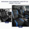 Skechers Memory Foam Car Seat Covers, Air Cool Mesh Thick Seat Covers, Car Seat Cover Full Sets, Airbag Compatible, Automotive Comfort Protection for Most Cars,Vans,Trucks, SUVs,Blue(Black and Blue)