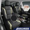 Skechers Memory Foam Car Seat Covers, Air Cool Mesh Thick Seat Covers, Car Seat Cover Full Sets, Airbag Compatible, Automotive Comfort Protection for Most Cars,Vans,Trucks, SUVs,Blue(Black&Beige)