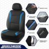 Skechers Memory Foam Car Seat Covers, Air Cool Mesh Thick Seat Covers, Car Seat Cover Full Sets, Airbag Compatible, Automotive Comfort Protection for Most Cars,Vans,Trucks, SUVs,Blue(Black&Blue)